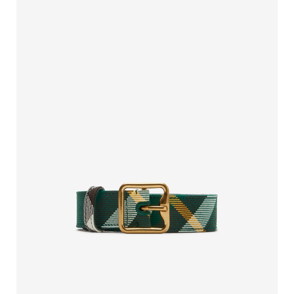 Shop Burberry Check B Buckle Belt In Ivy