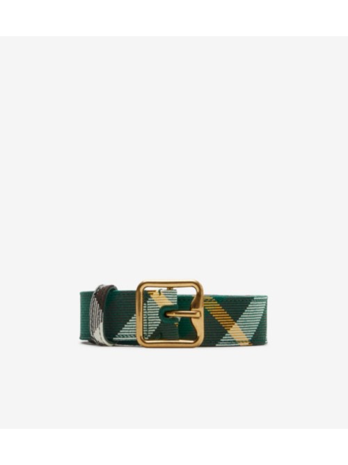 Shop Burberry Check B Buckle Belt In Ivy