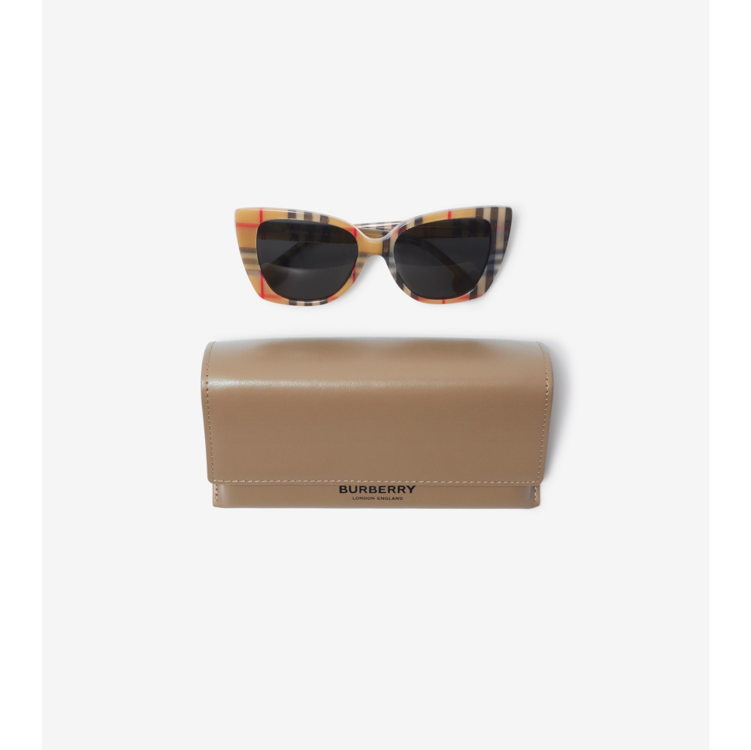 Check Cat eye Sunglasses in Beige Women Burberry Official