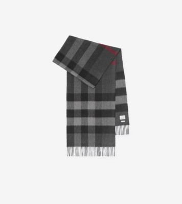 Check Cashmere Scarf in Charcoal Burberry Official