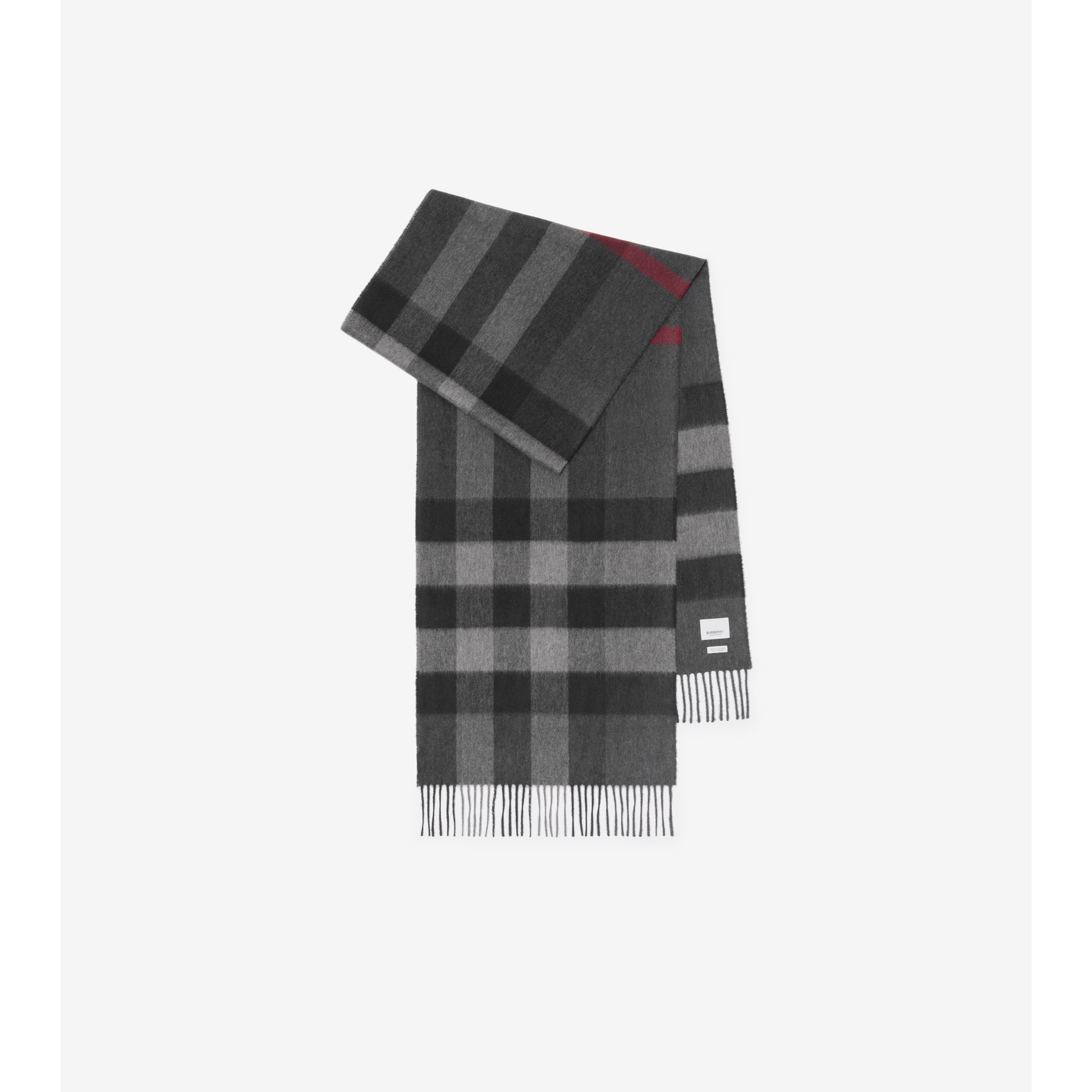 Check Cashmere Scarf in Charcoal | Burberry® Official