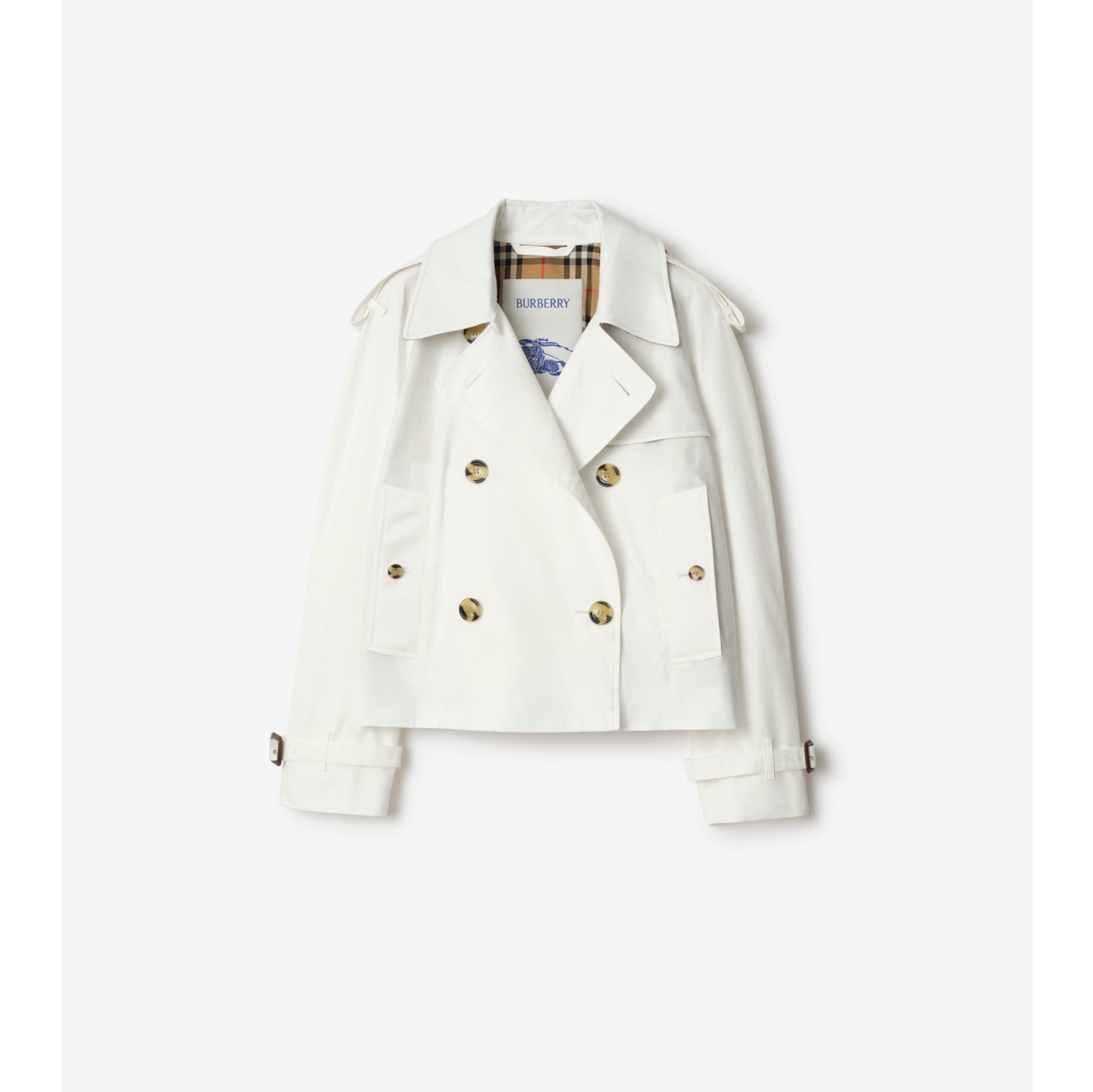 Cropped Tropical Gabardine Trench Jacket