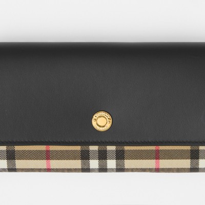 Vintage Check and Leather Continental Wallet in Black - Women | Burberry®  Official