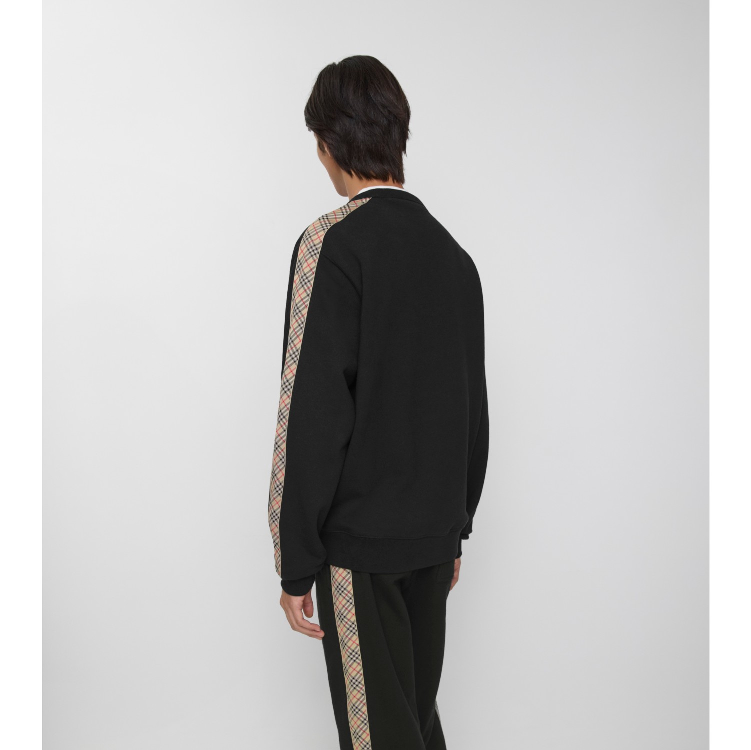 Check Trim Cotton Sweatshirt