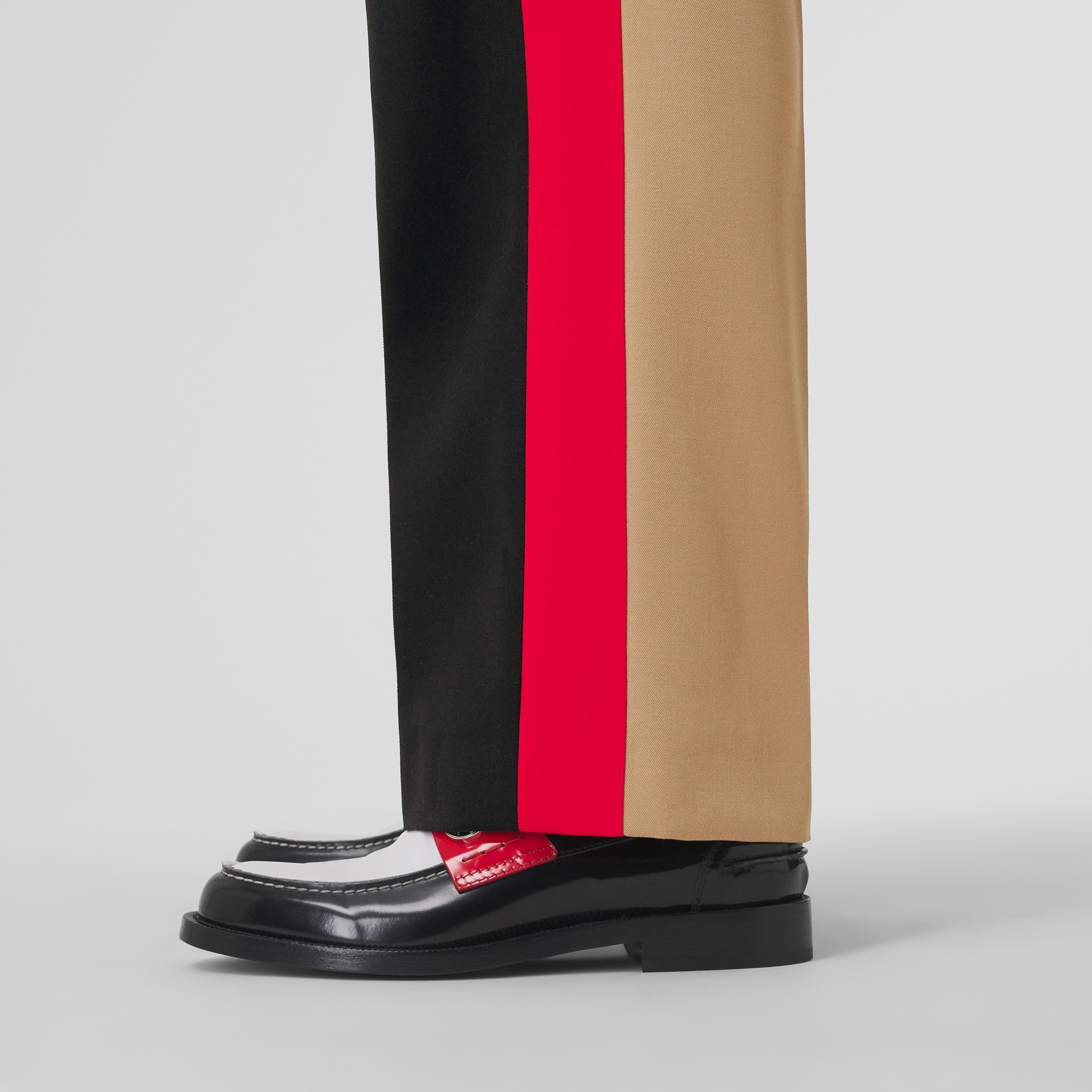 Colour Block Grain de Poudre Wool Tailored Trousers in Black - Women | Burberry® Official - 2