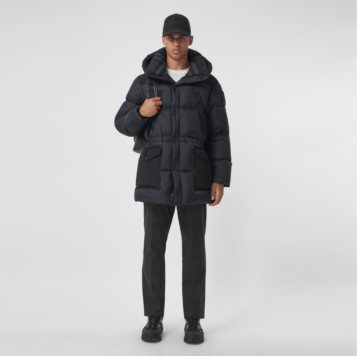 Burberry Black Down Nylon Puffer Jacket - Backpack with logo