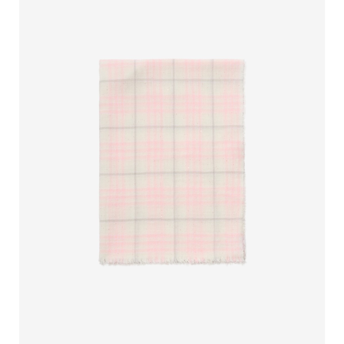  Check Wide Wool Silk Blend Scarf