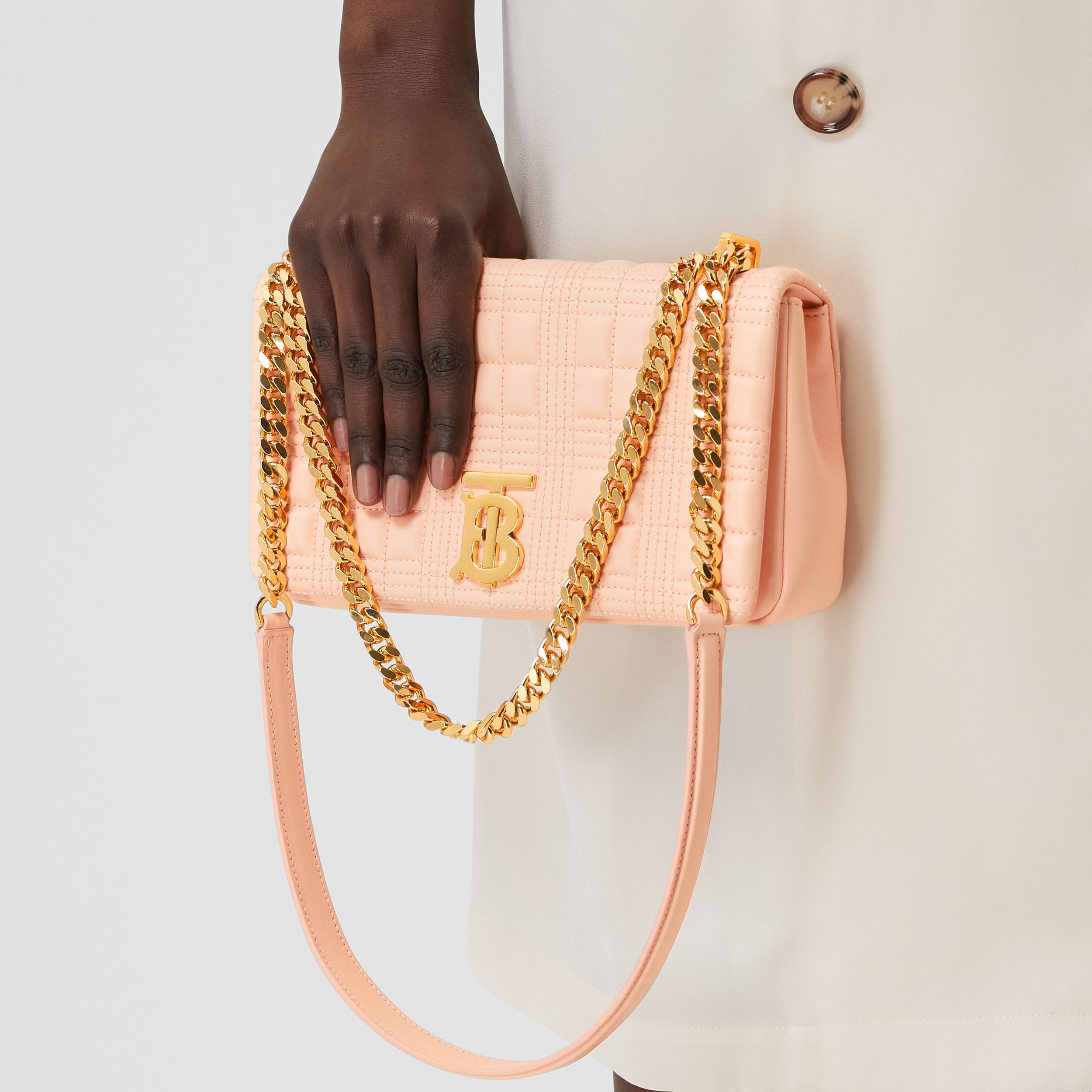 Quilted Leather Small Lola Bag in Peach Pink - Women | Burberry® Official