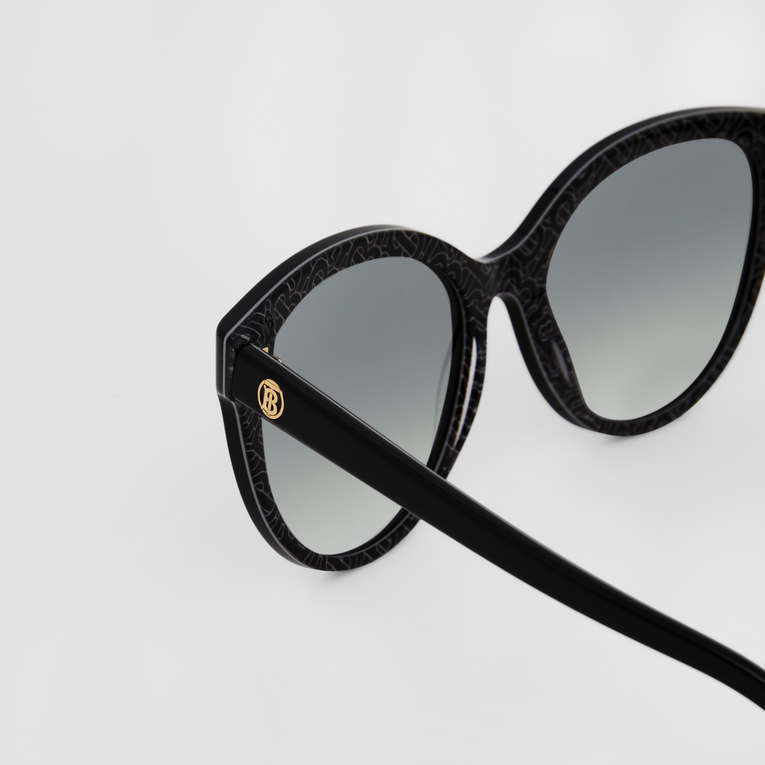 Monogram Motif Cat-eye Frame Sunglasses in Black - Women | Burberry® Official - 2