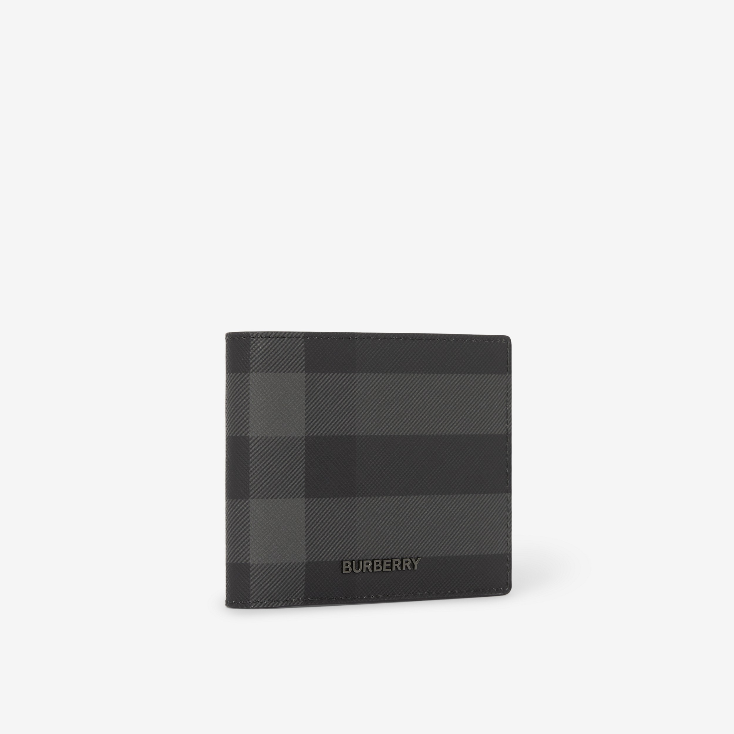 Charcoal Check and Leather Bifold Wallet - Men | Burberry® Official - 2