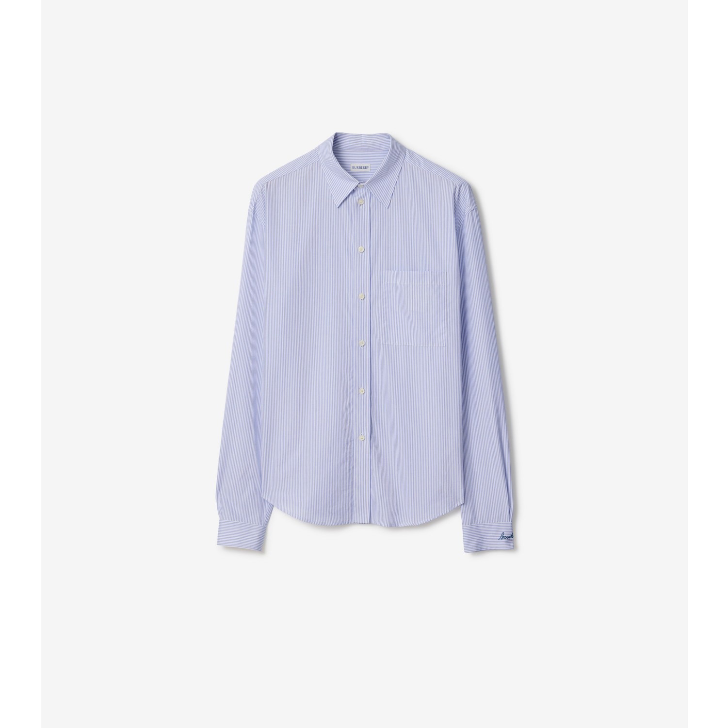 Chemise droite rayée en popeline de coton