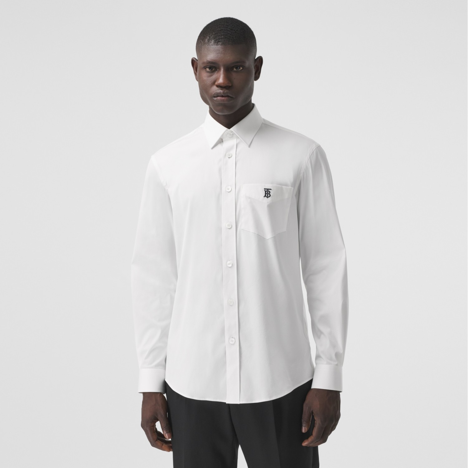 Stretch Cotton Blend Shirt in White - Men | Burberry® Official