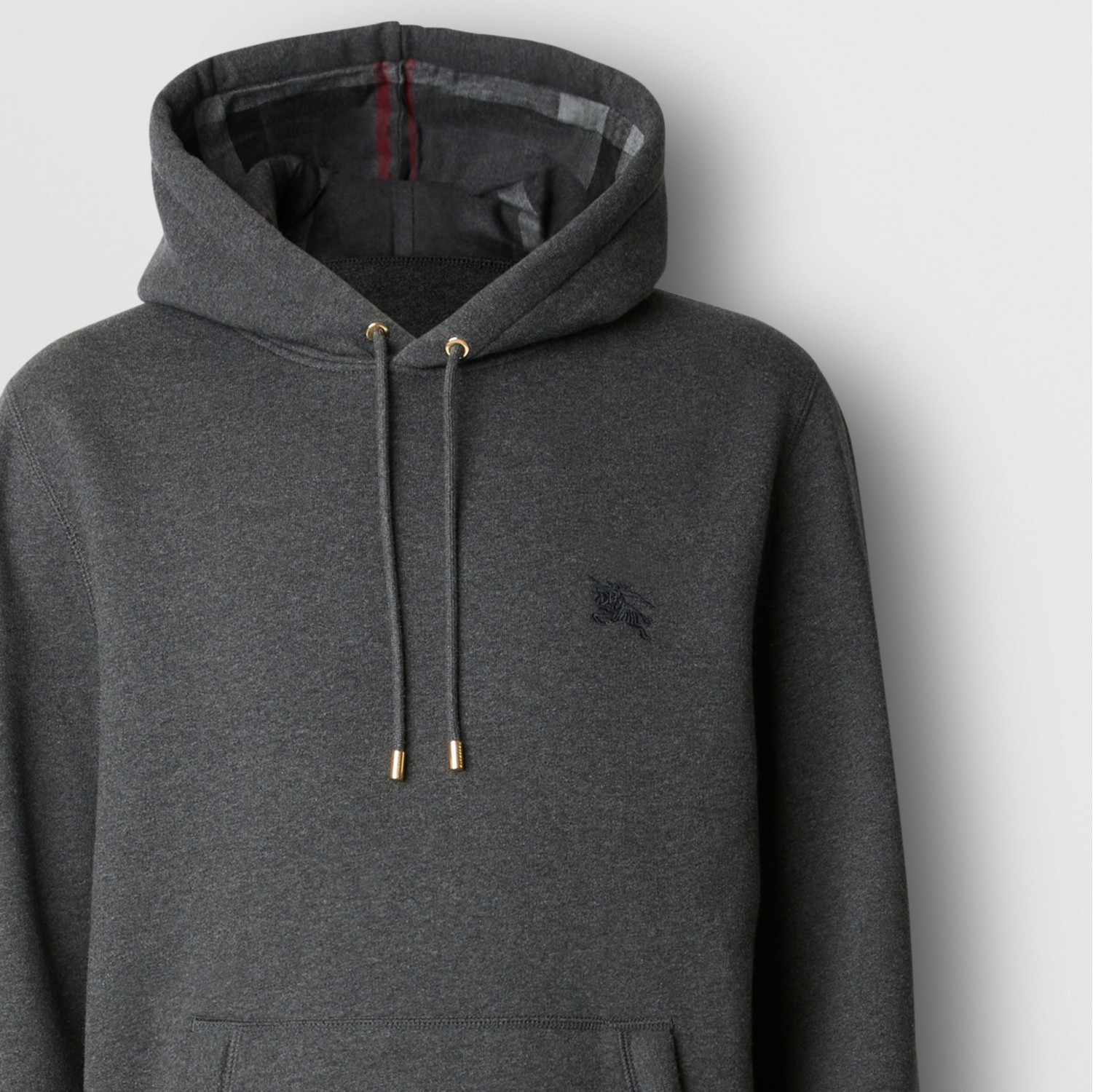 Embroidered Ekd Cotton Blend Hoodie In Charcoal Melange Men Burberry® Official