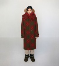 Check wool and faux fur duffle coat in loch 