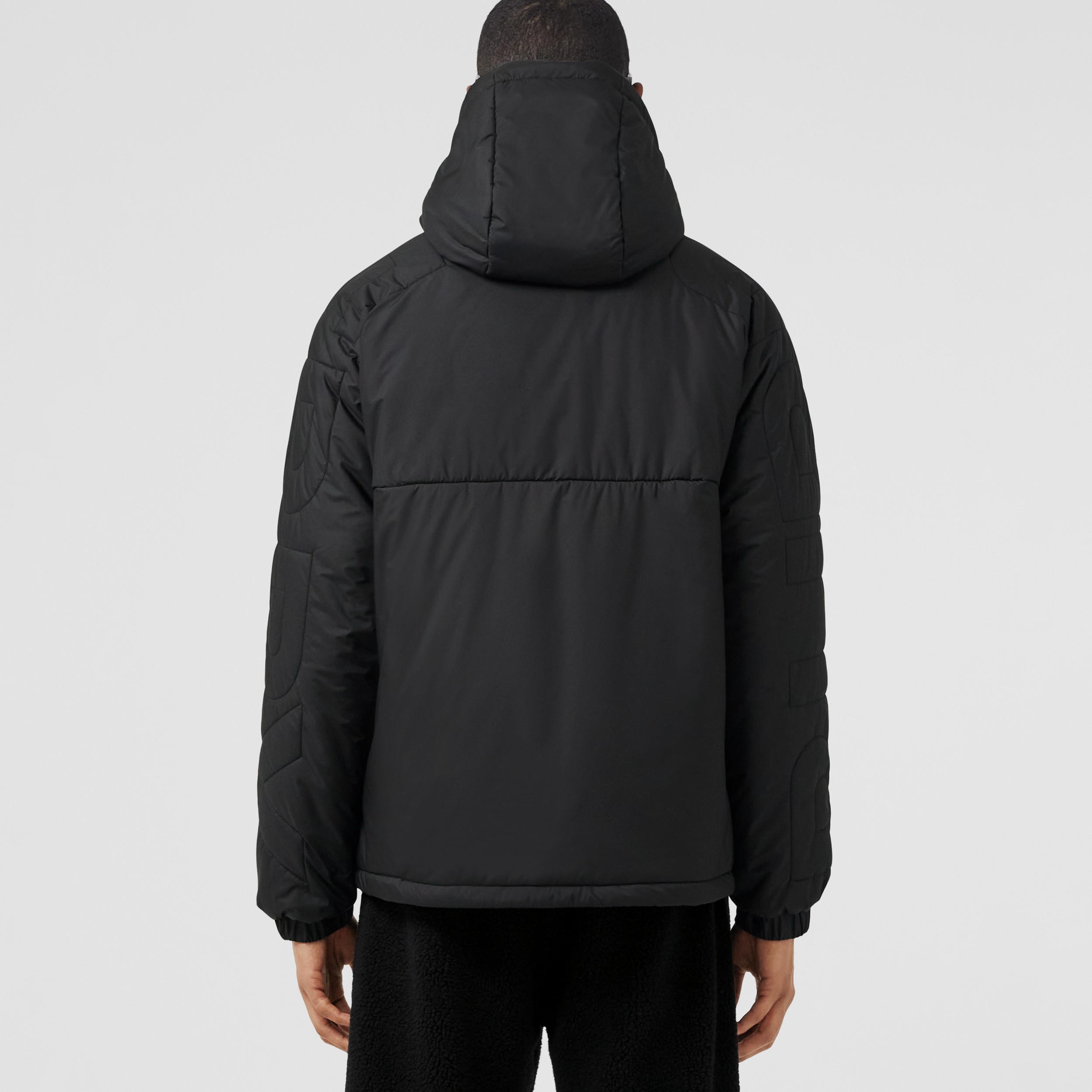Logo Quilted Hooded Jacket in Black - Men | Burberry® Official - 3