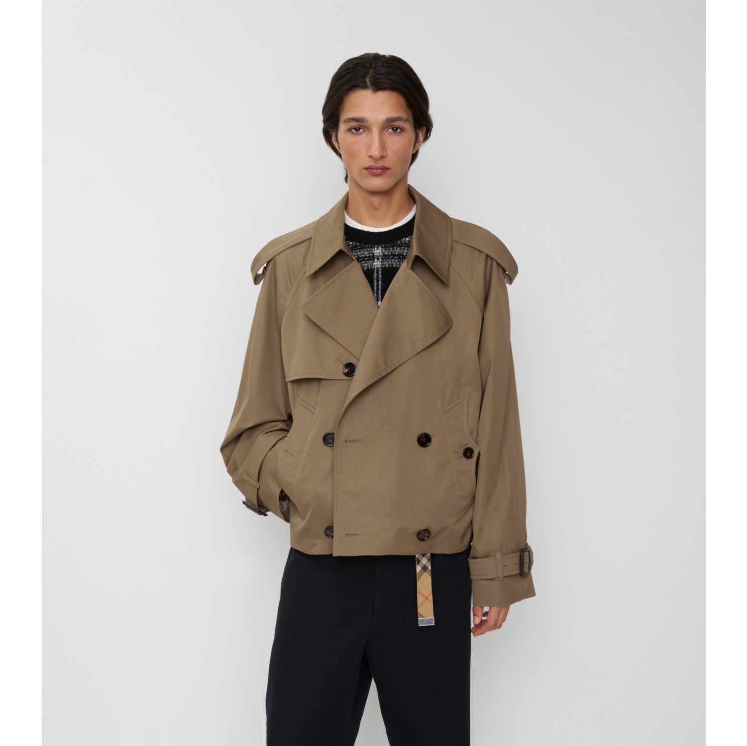 Veste trench courte en gabardine
