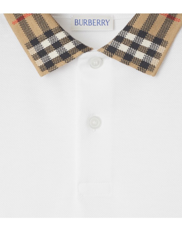 Check Collar Cotton Polo Shirt