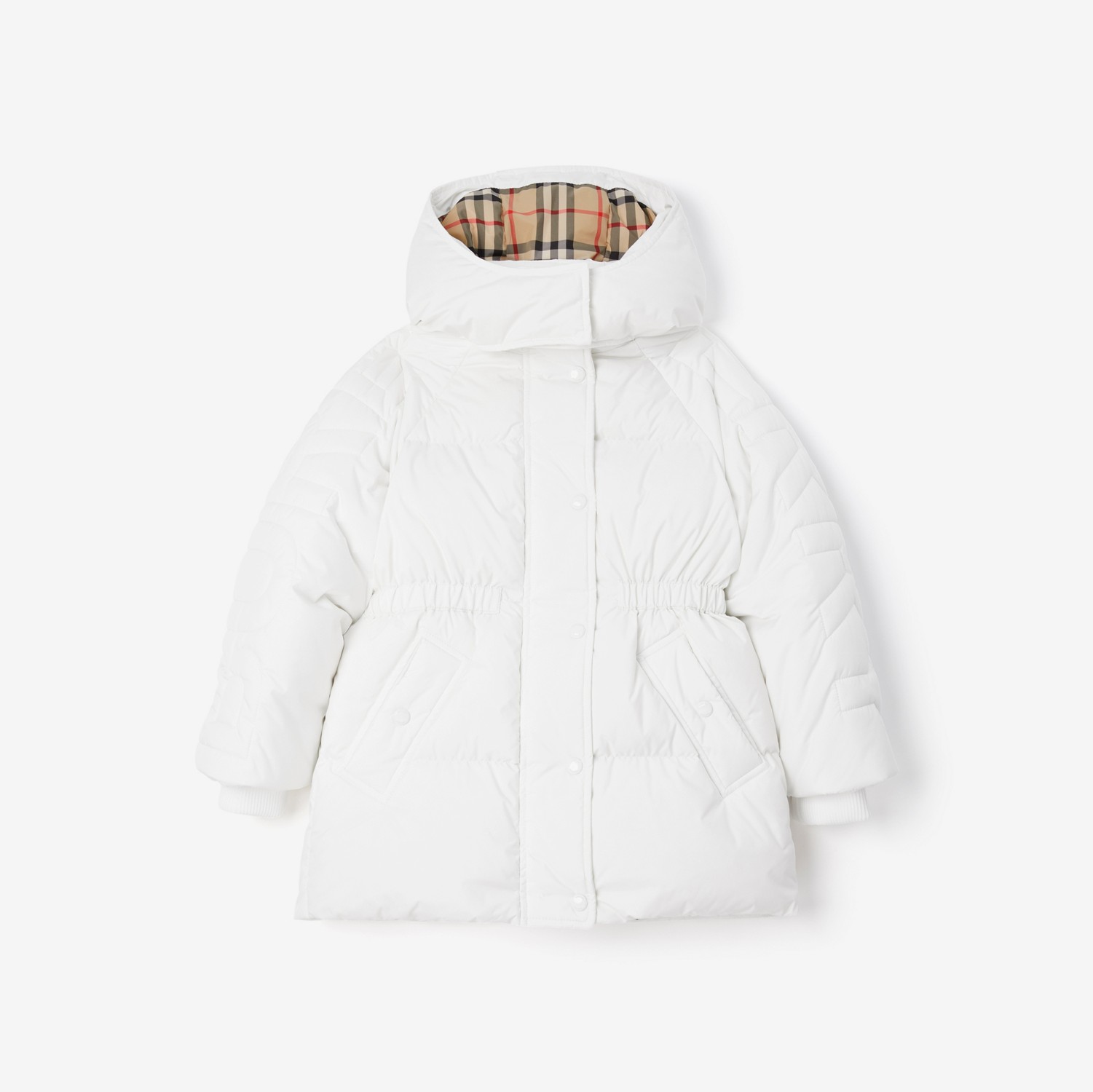 Logo Quilted Puffer Jacket in Dove White | Burberry® Official