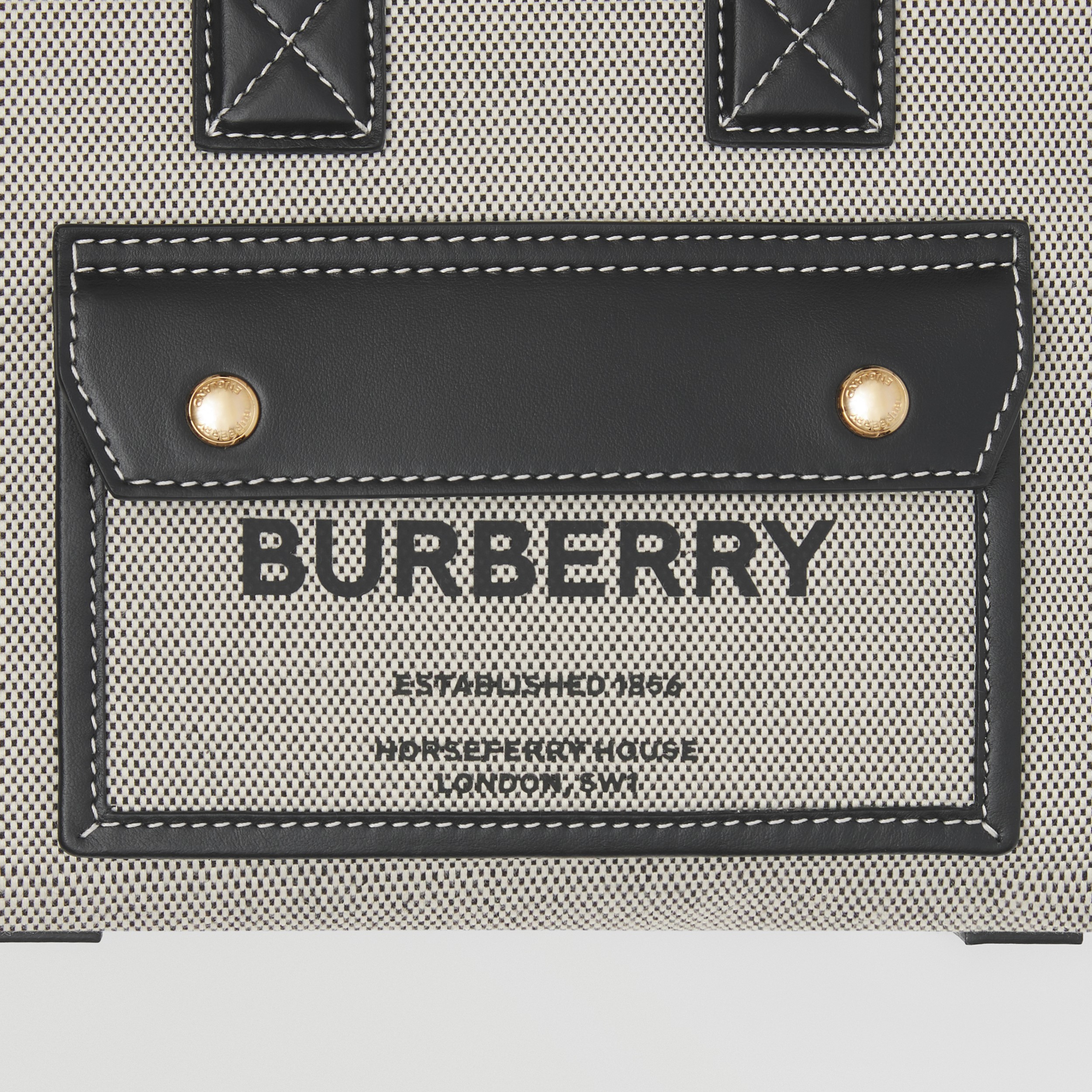 Mini Two-tone Canvas and Leather Freya Tote in Black - Women | Burberry® Official - 2
