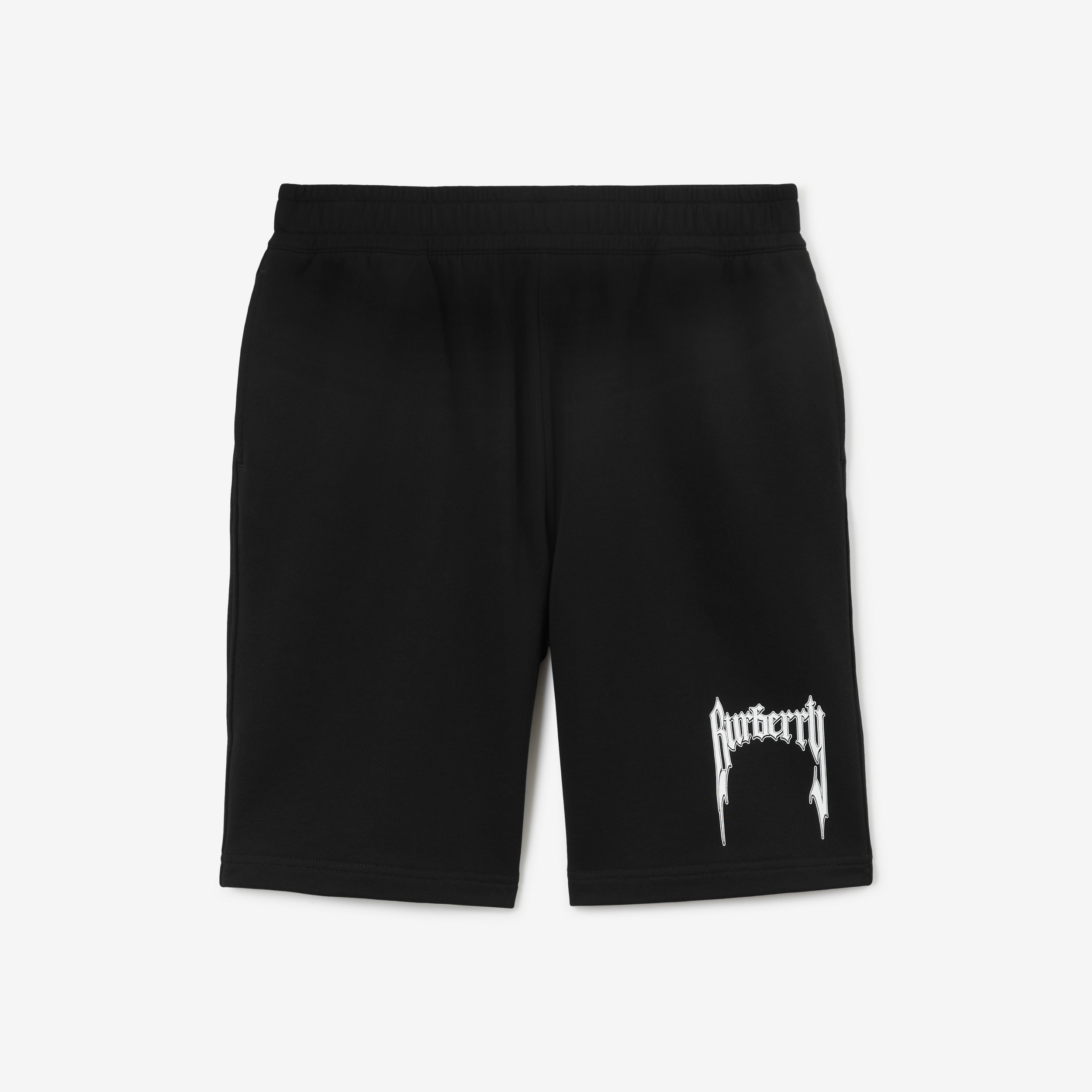 Logo Print Cotton Shorts in Black - Men | Burberry® Official - 1