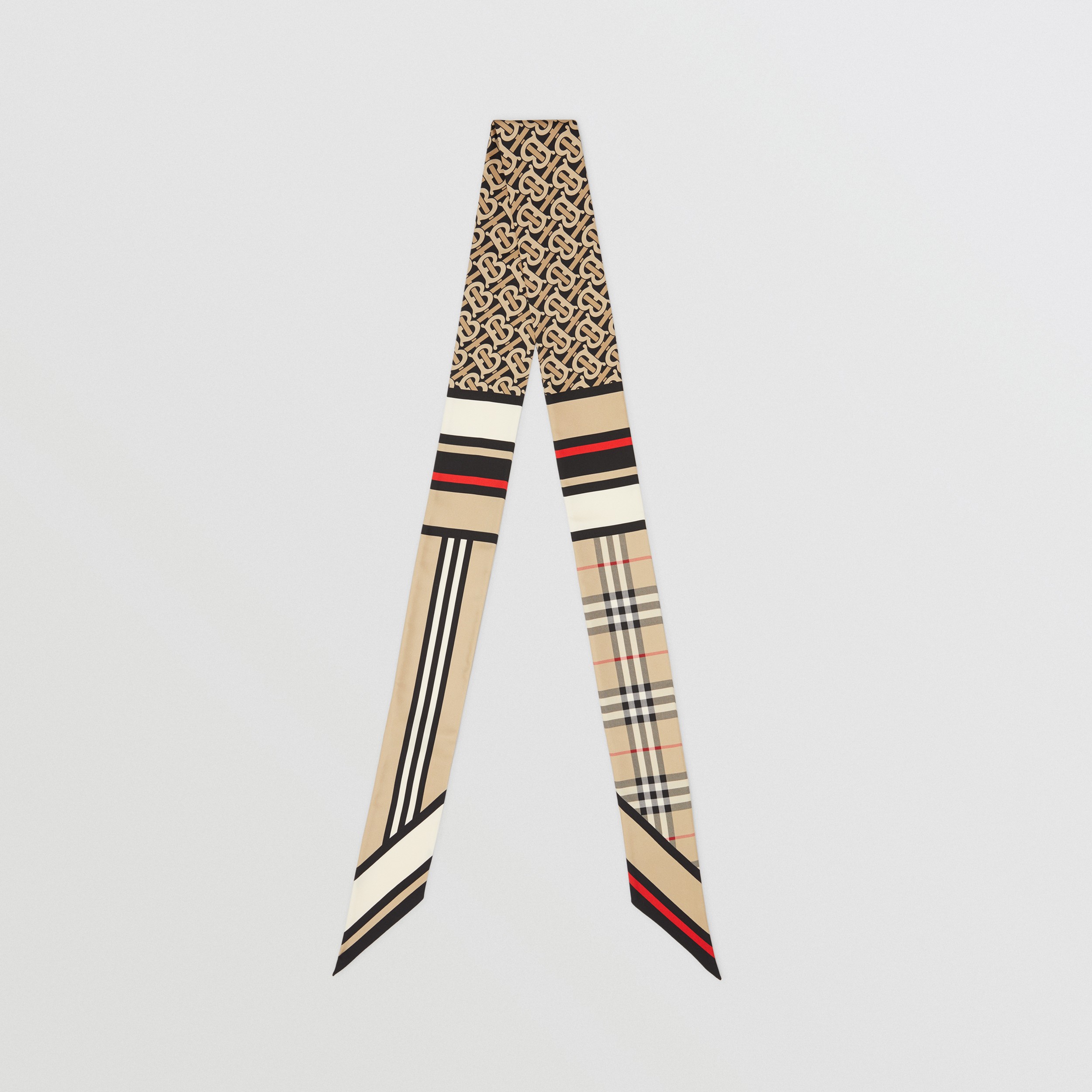 美品】Burberry モンタージュプリント シルク スキニースカーフ- 美品】Burberry モンタージュプリント シルク スキニースカーフ-