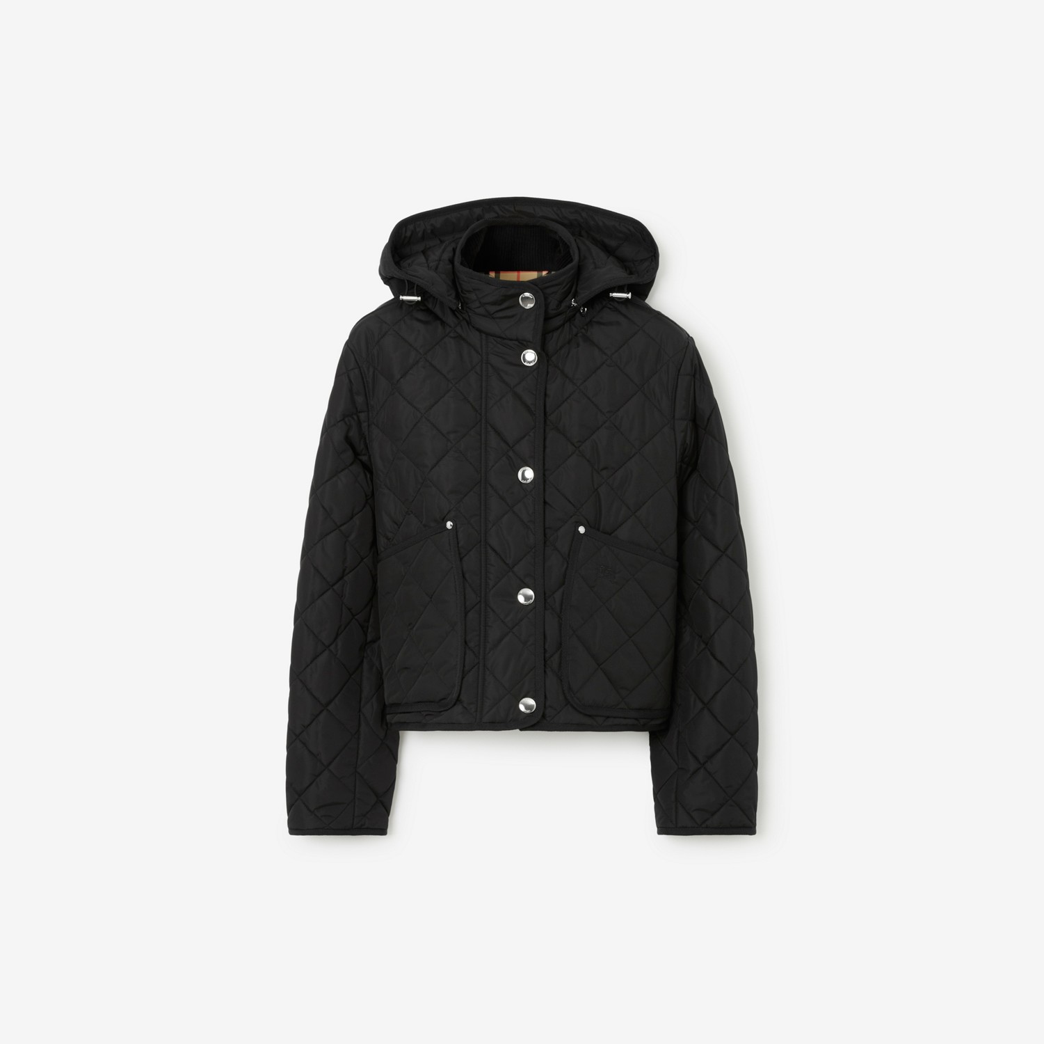 Cropped-Jacke aus Nylon in Rautensteppung (Schwarz) - Damen | Burberry®