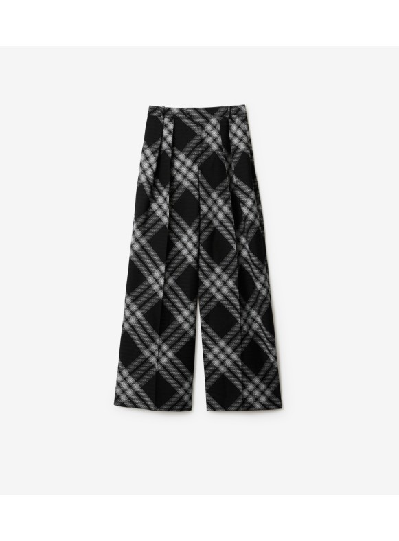 Burberry - Straight Fit Contrast Check Cotton Trousers
