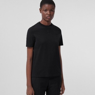 エンブロイダリー モノグラムモチーフ コットンTシャツ (ブラック) - ウィメンズ | Burberry®公式サイト