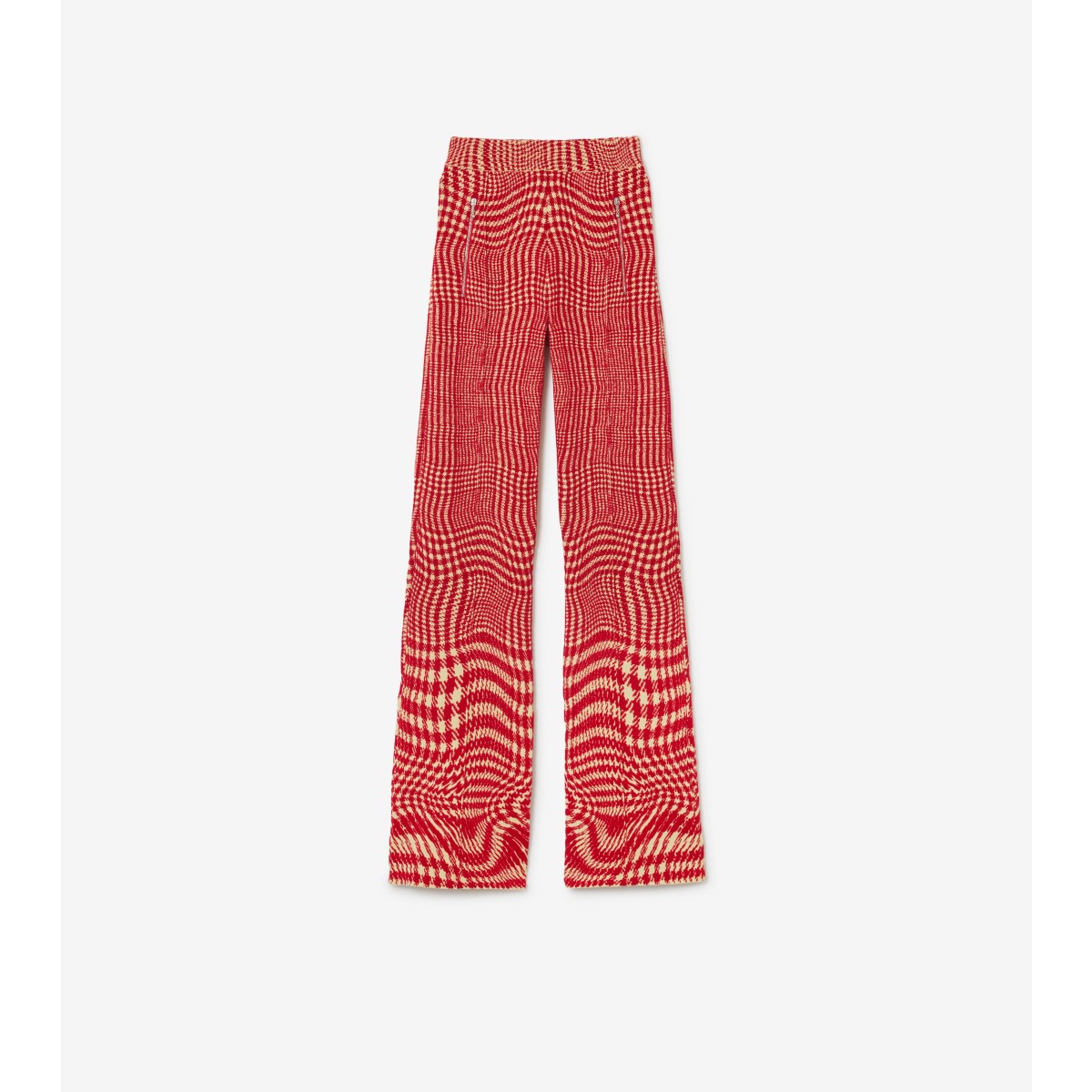 Burberry Warped Houndstooth-pattern Flared Trousers In Pillar