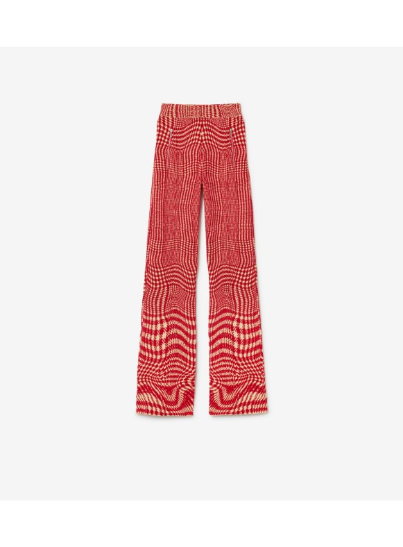 BURBERRY Striped checked cotton-blend wide-leg pants