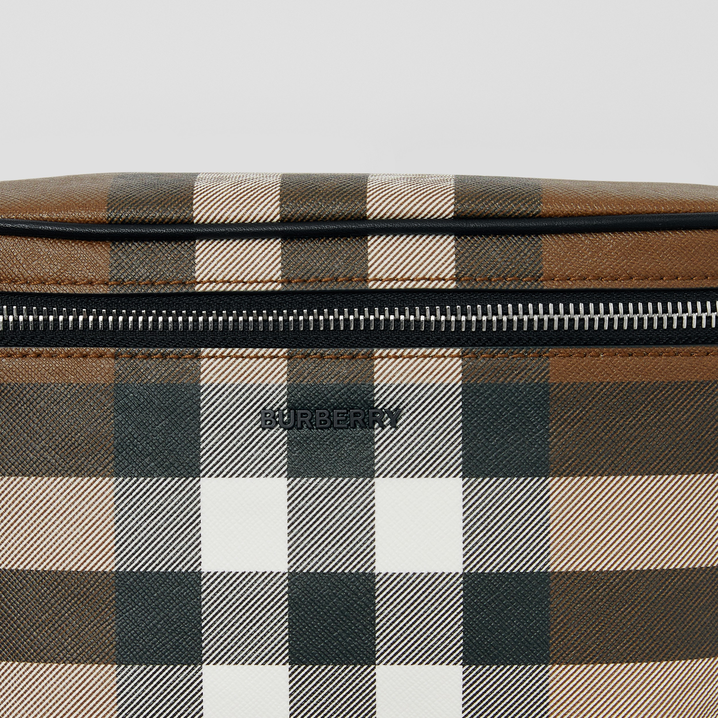 Check and Leather Bum Bag in Dark Birch Brown - Men | Burberry® Official - 2