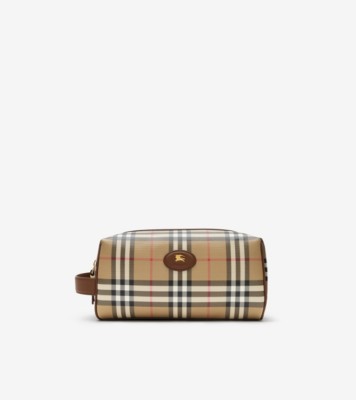 Check Travel Pouch in Archive beige - Men, Cotton | Burberry® Official