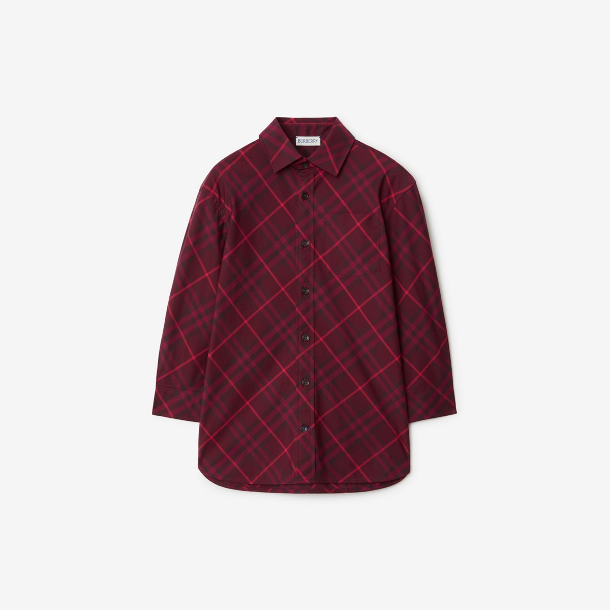 Shop Burberry Childrens Check Cotton Shirt In Claret