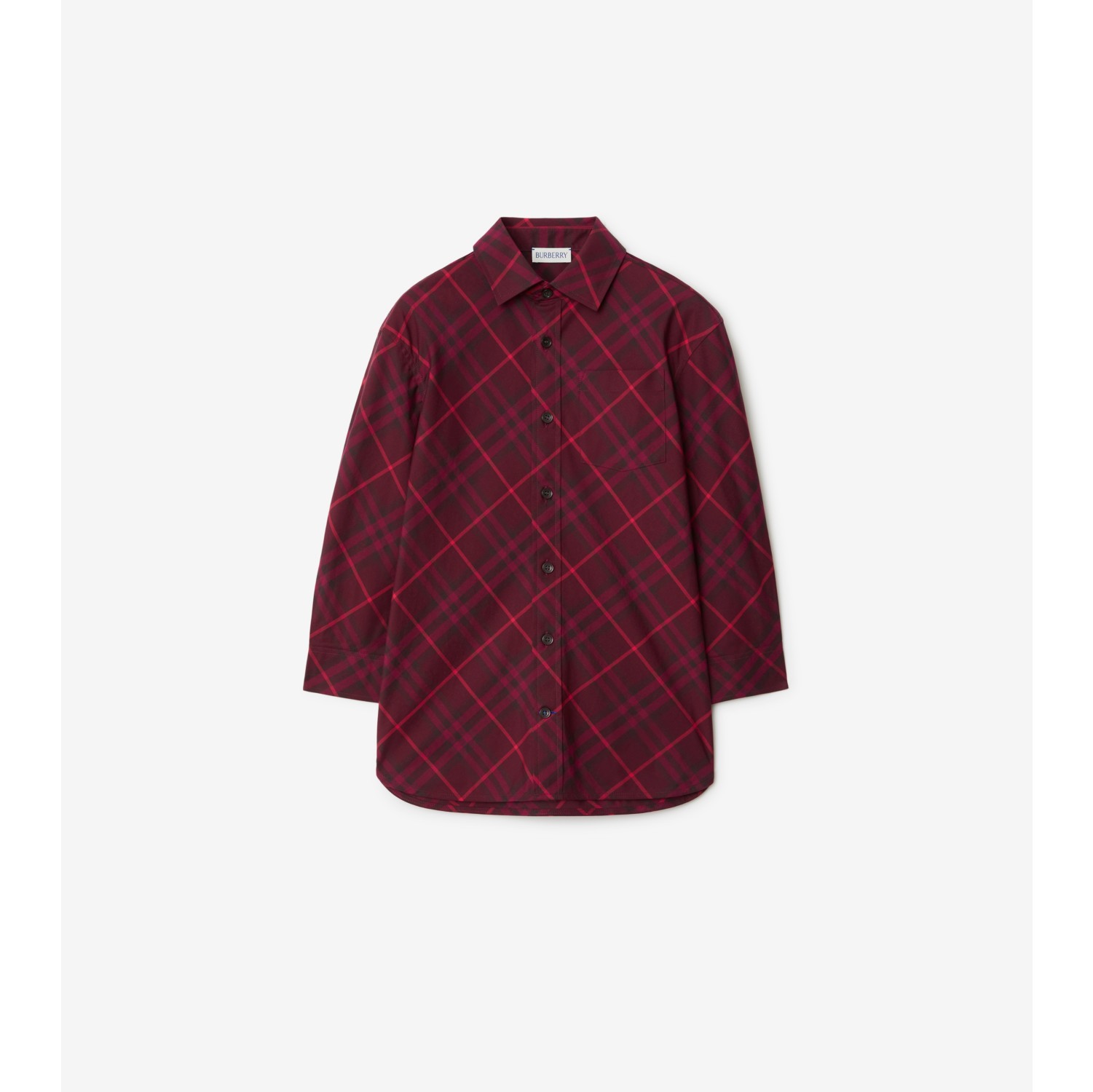 Check Cotton Shirt in Claret | Burberry® Official