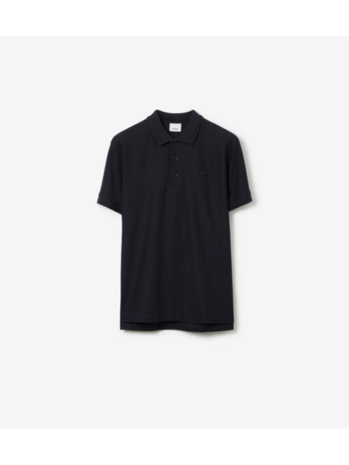 Shop Burberry Cotton Polo Shirt In Coal Blue