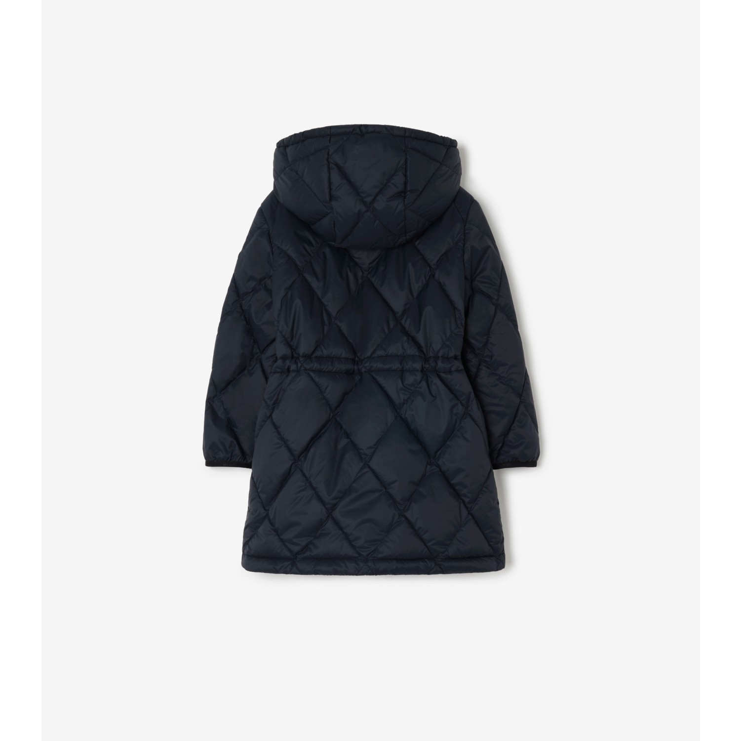 Checker-tape Quilted Nylon Hooded Coat