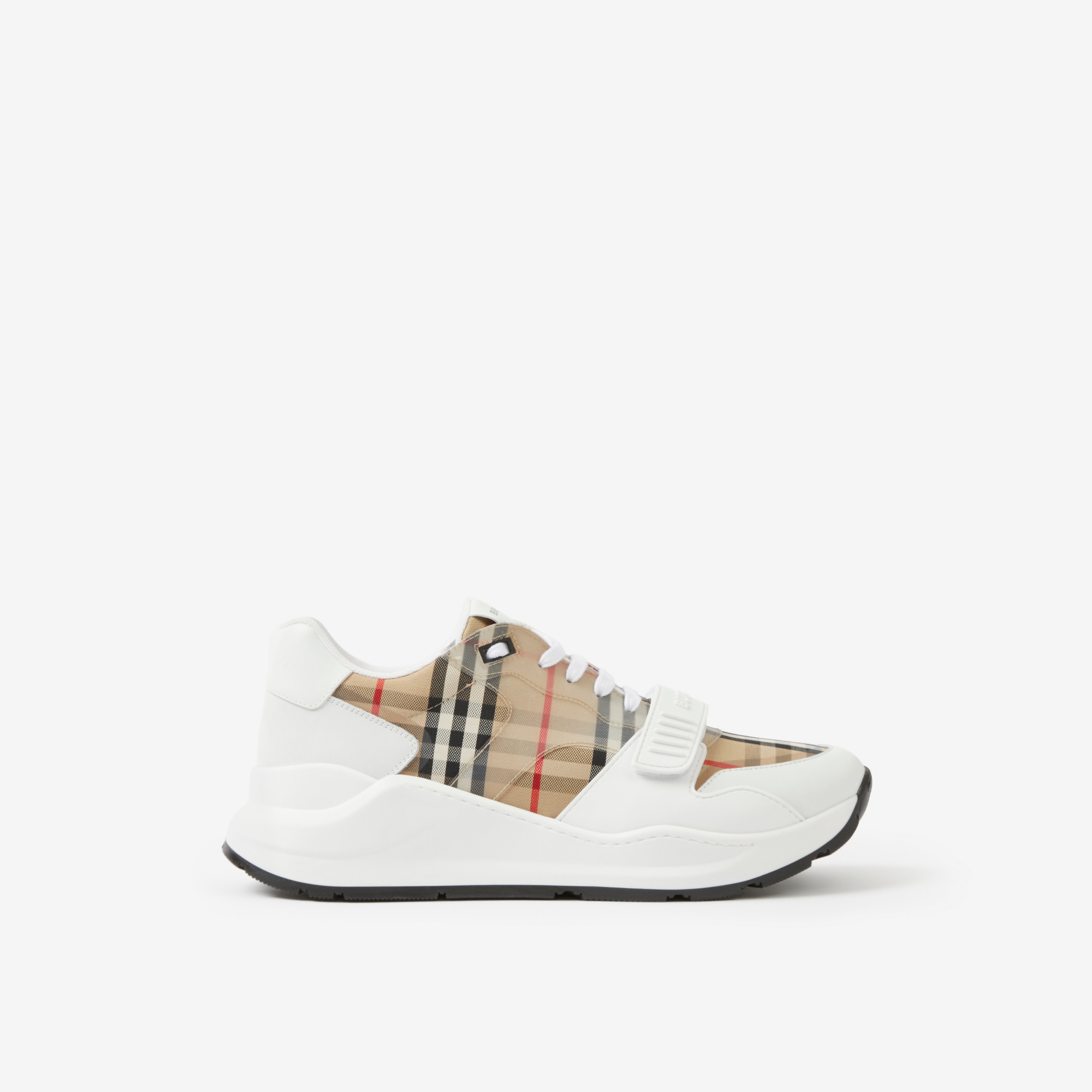 Check and Leather Sneakers in White, Clear - Men | Burberry® Official - 1