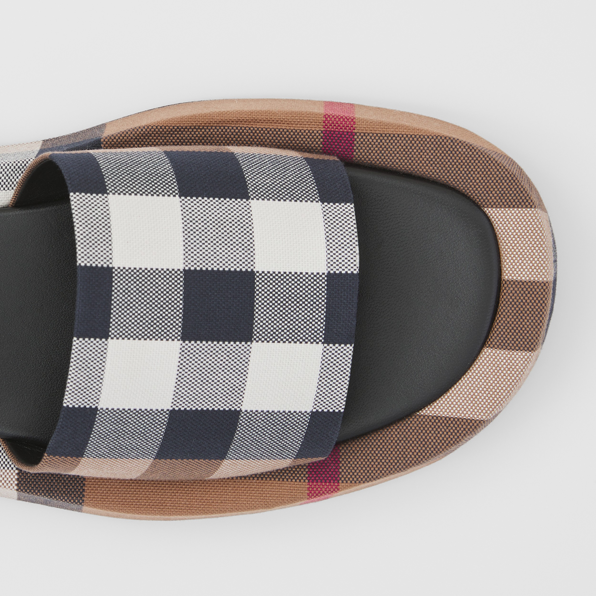 Check Cotton Slides in Birch Brown Women Burberry® Official
