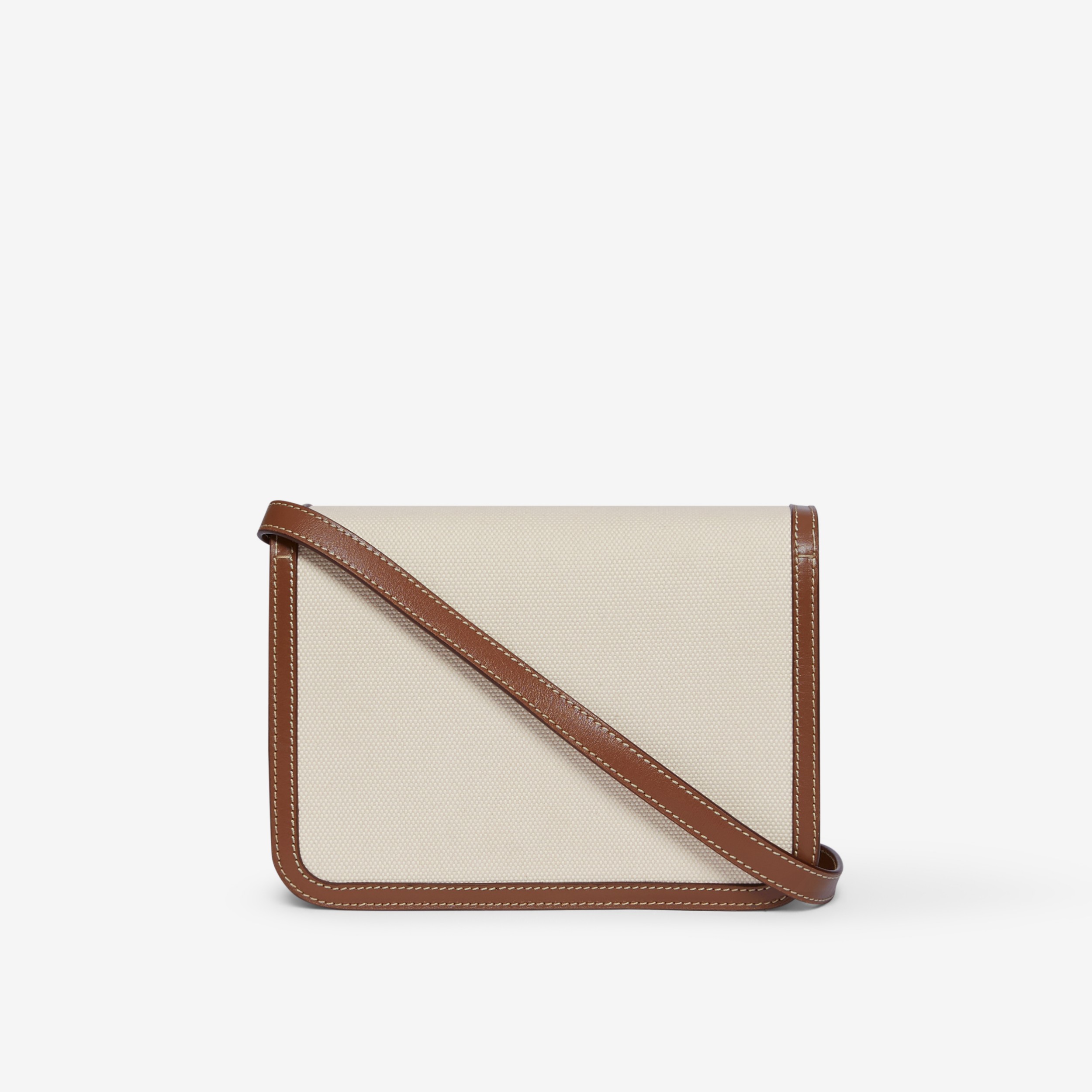 Two-tone Canvas and Leather Small TB Bag in Natural/malt Brown - Women | Burberry® Official - 3