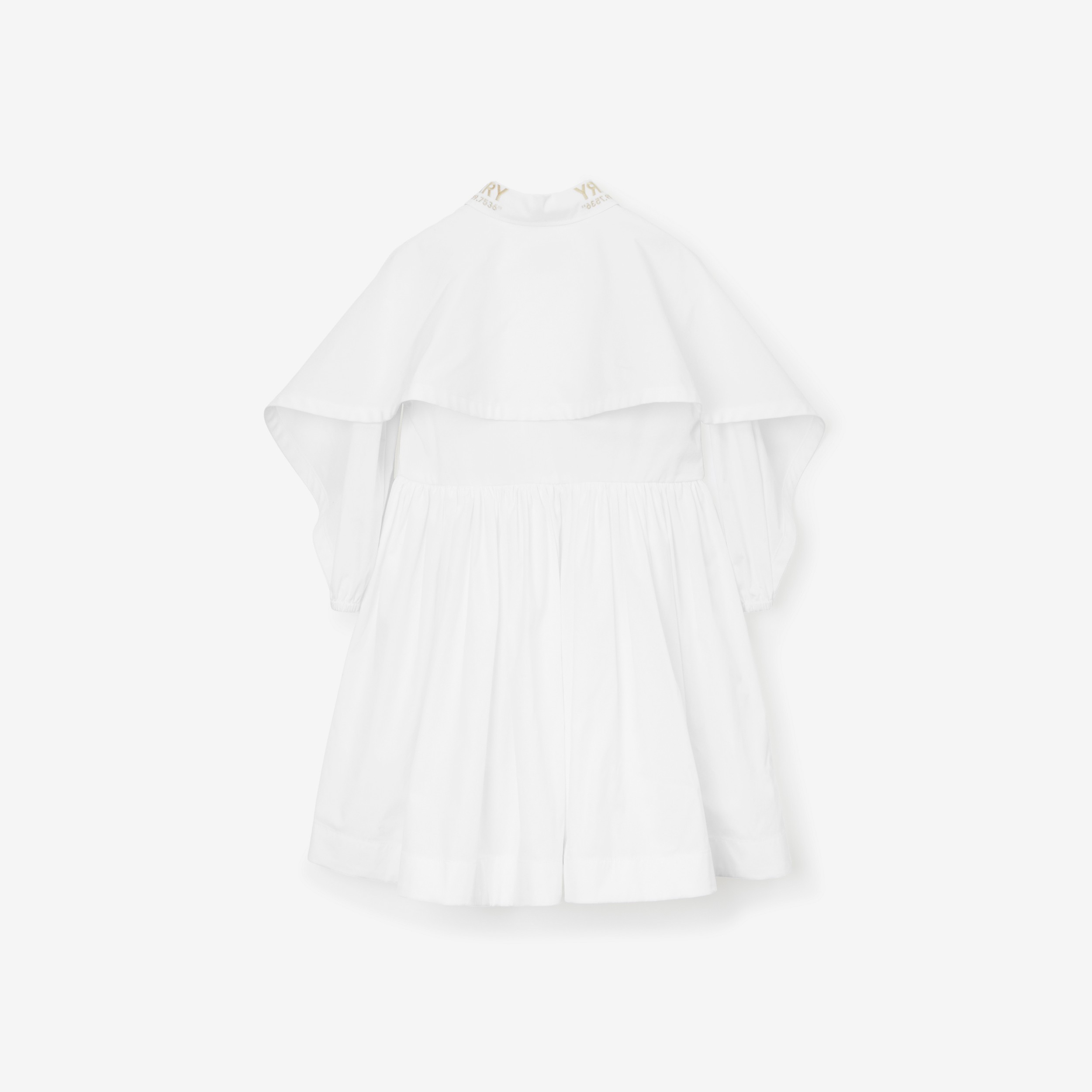 Cape Detail Stretch Cotton Poplin Dress in White | Burberry® Official - 2