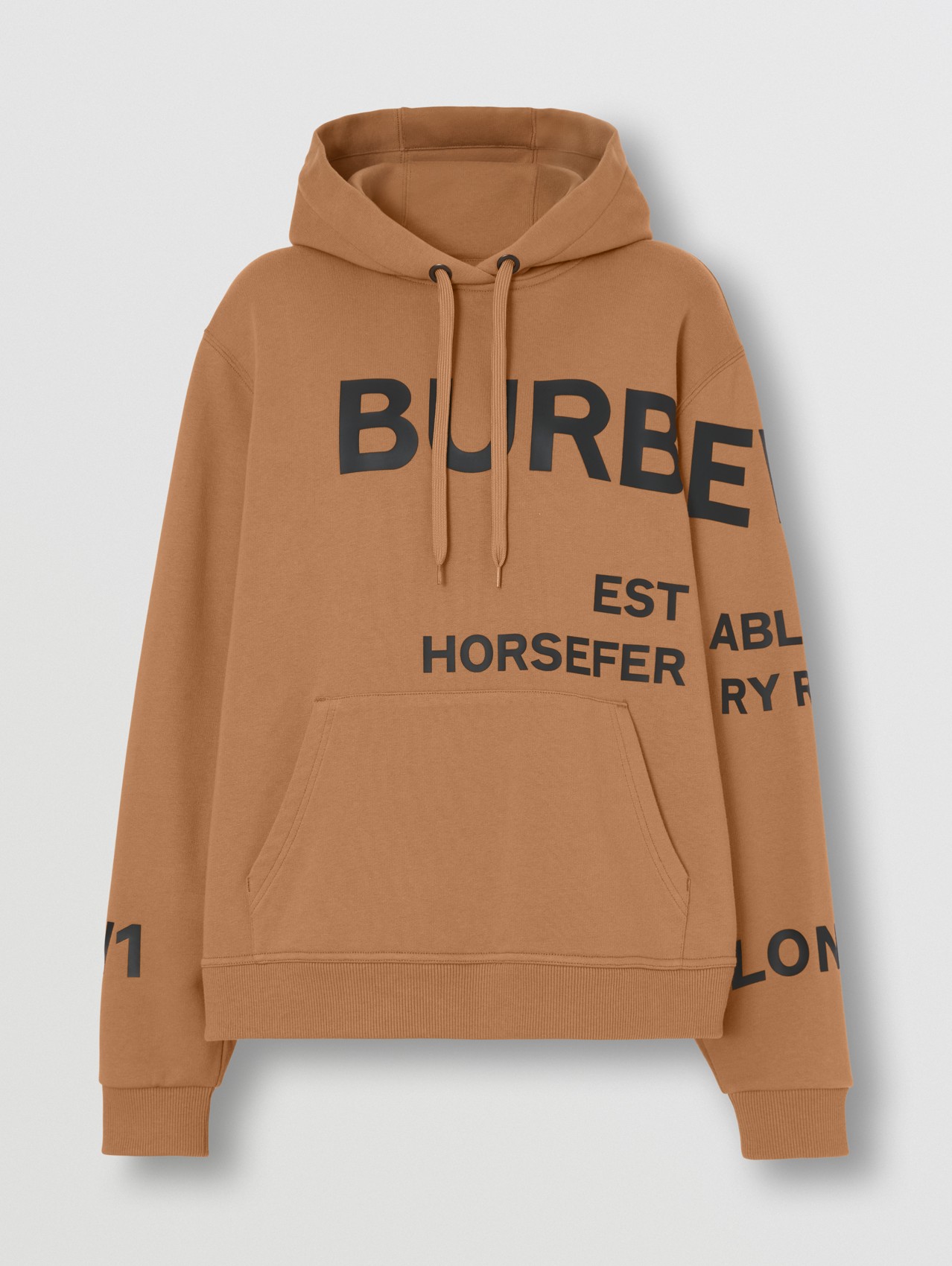 Horseferry Print Cotton Oversized Hoodie in Camel