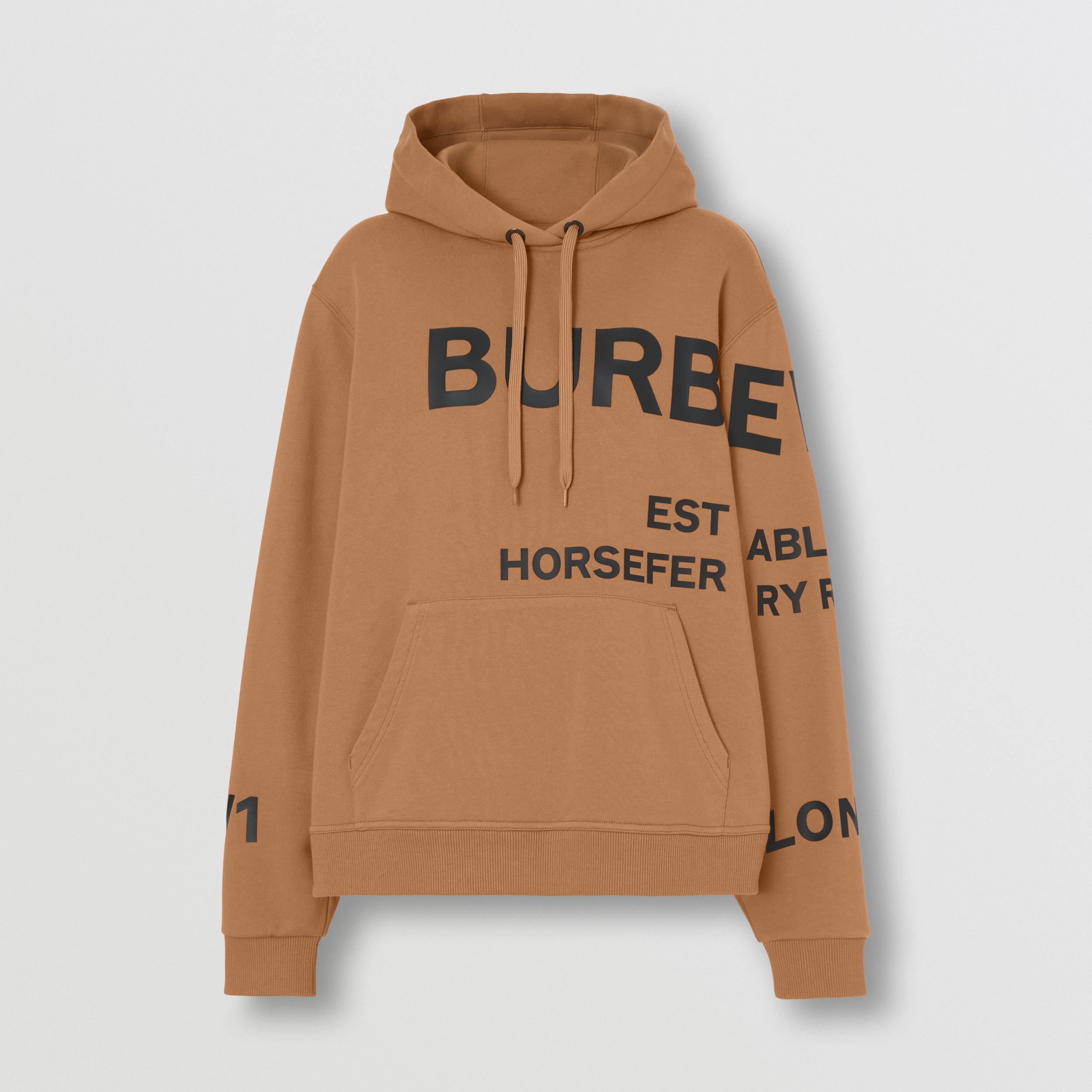 Horseferry Print Cotton Oversized Hoodie in Camel - Women | Burberry® Official - 4