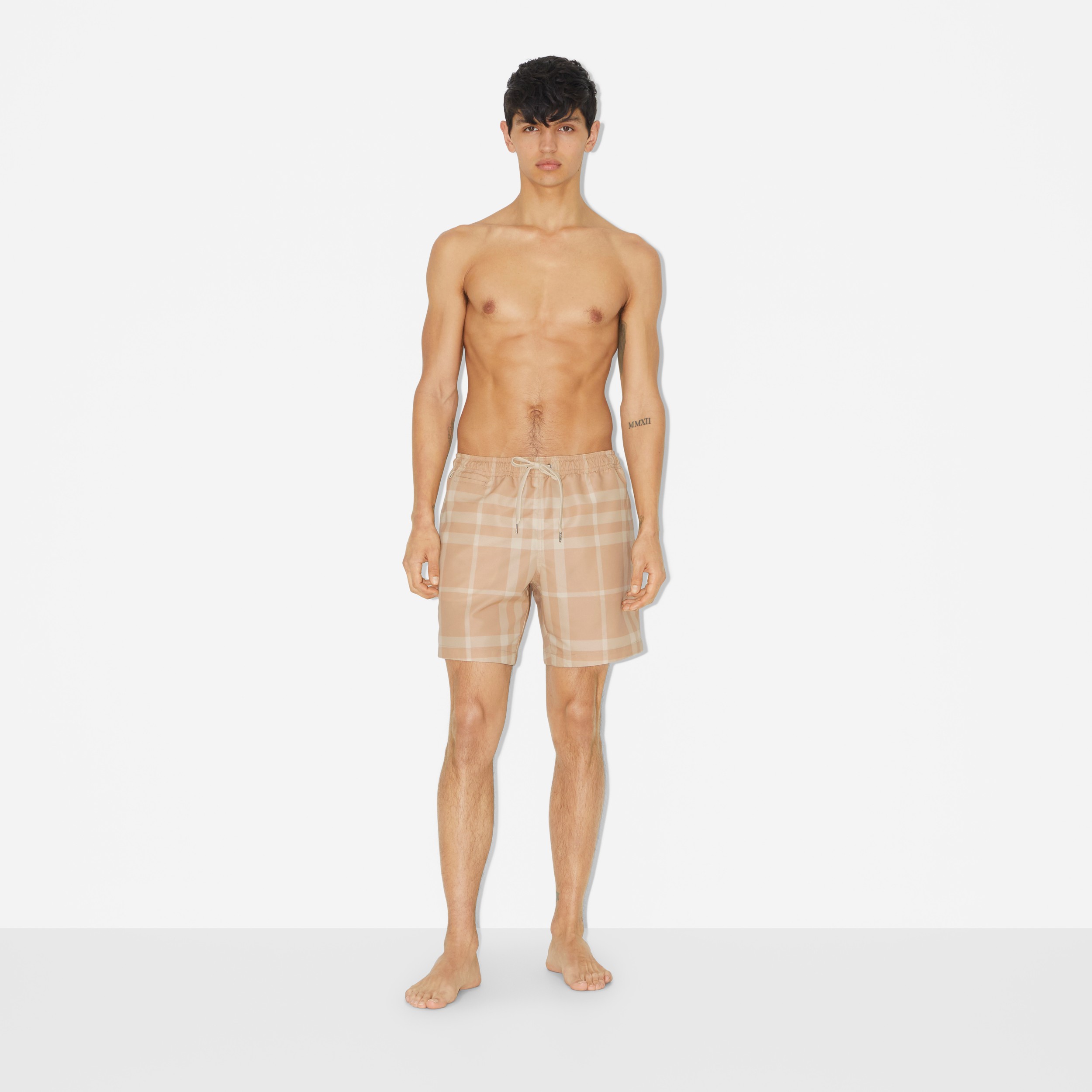 Check Drawcord Swim Shorts in Soft Fawn - Men | Burberry® Official - 2