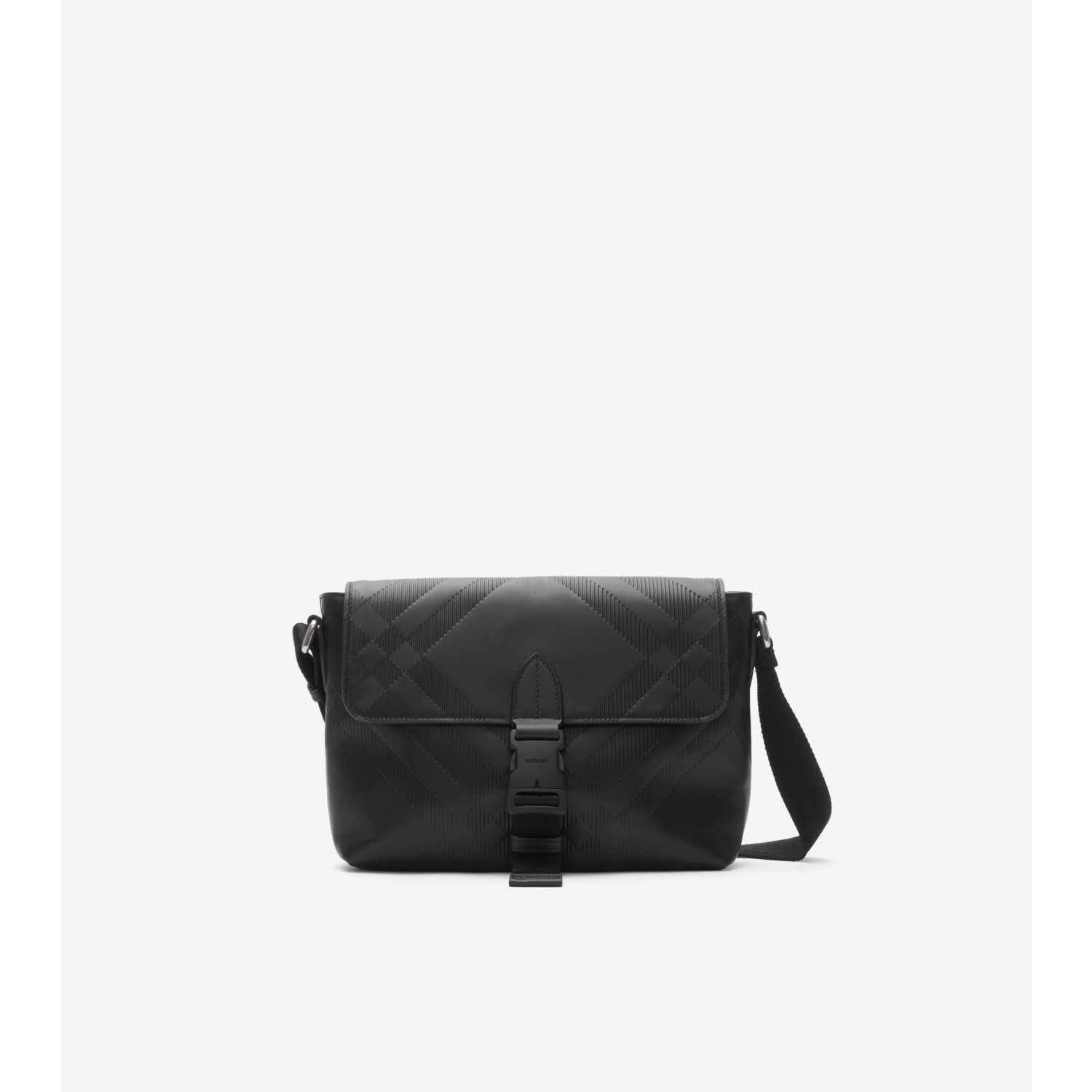Small Embossed Check Buckled Messenger Bag​