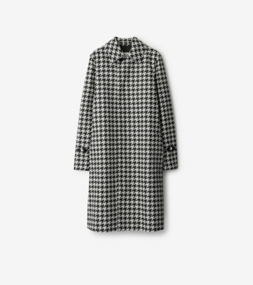 Long Houndstooth Car Coat in Black - Women | Burberry® Official