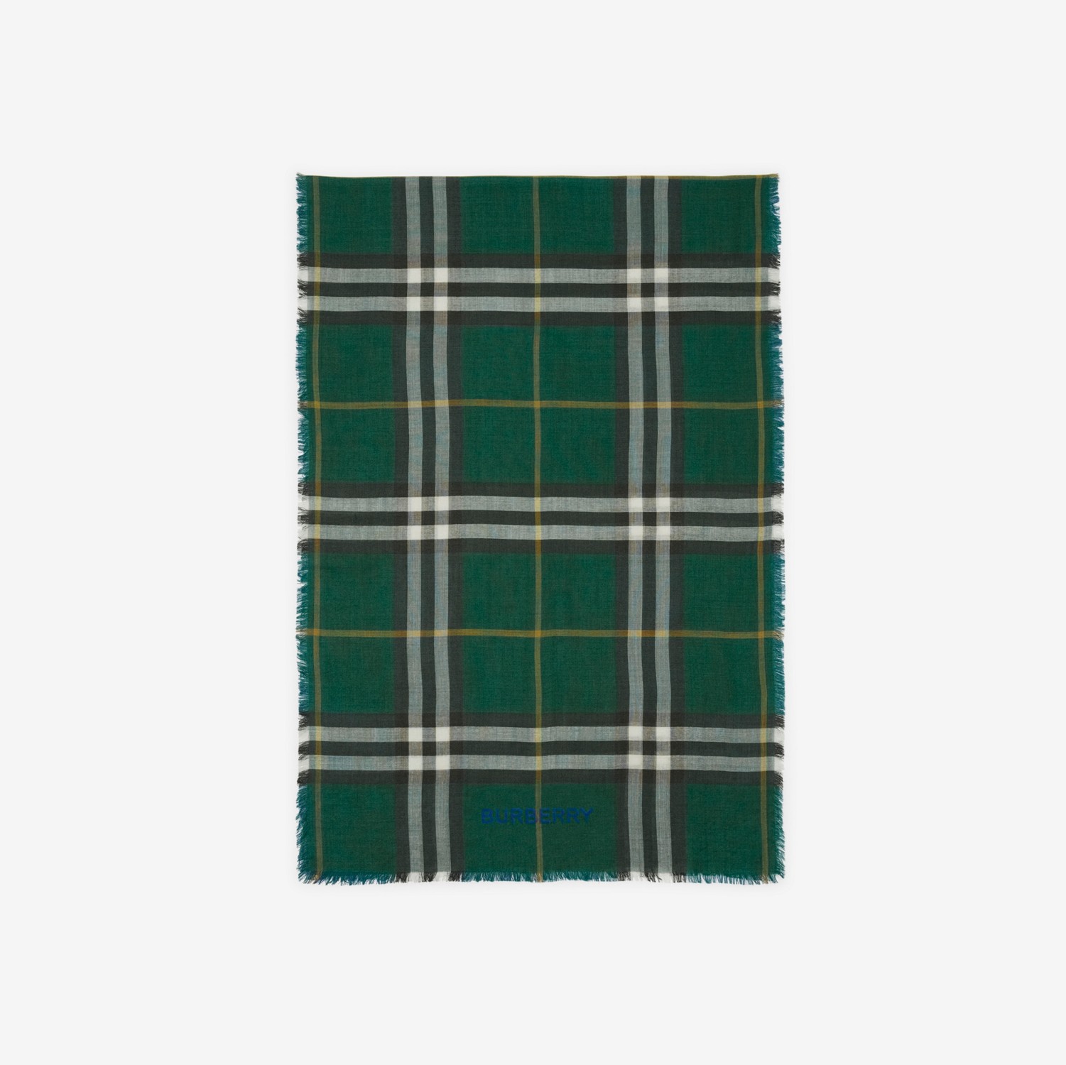 Reversible Check Wool Silk Scarf in Ivy | Burberry® Official