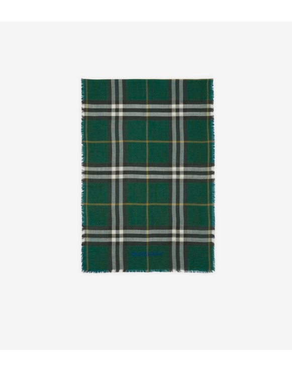 Reversible Check Wool Silk Scarf