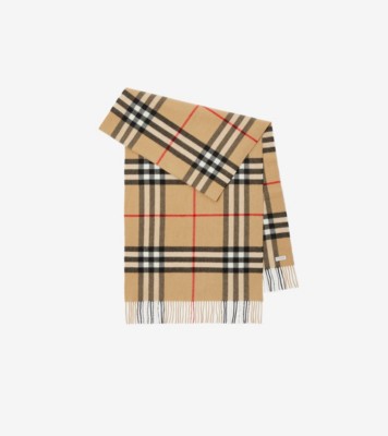 Wide Check Cashmere Scarf in Archive beige | Burberry® Official