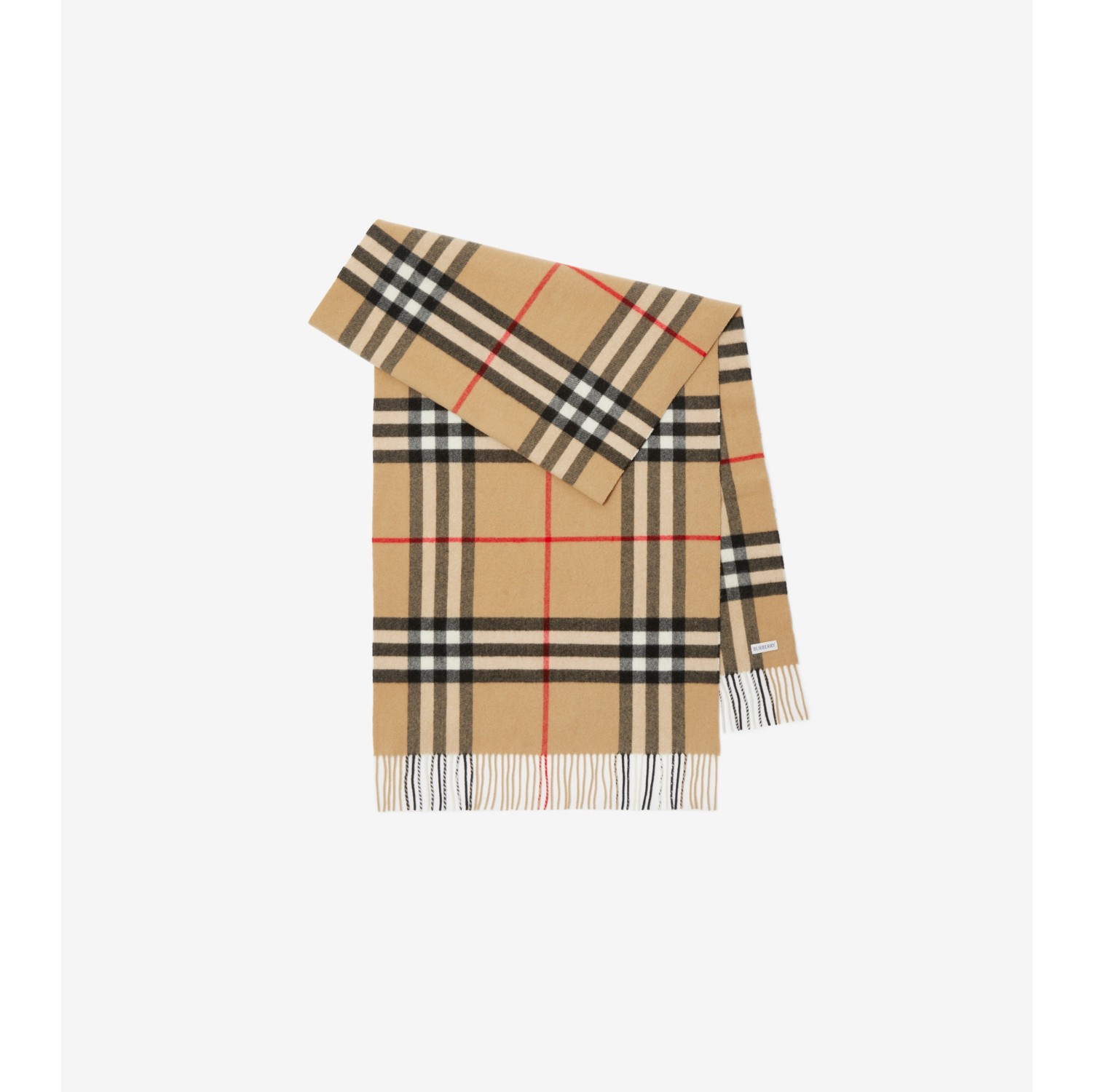 ワイド チェック カシミアスカーフ (アーカイブベージュ) | Burberry