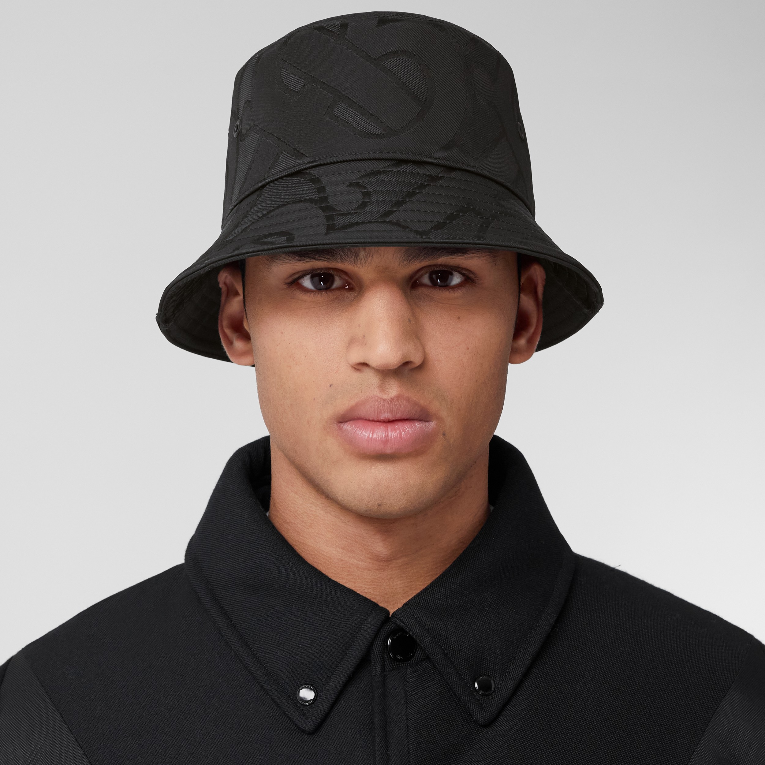 Monogram Jacquard Bucket Hat in Charcoal | Burberry® Official - 3